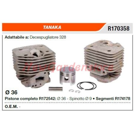 Cilindro pistone segmenti TANAKA decespugliatore 328 R170358 | Newgardenstore.eu