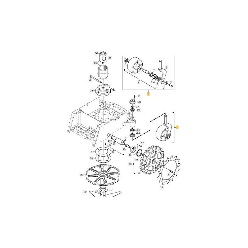 CONJUNTO DE RUEDA DERECHA ORIGINAL STIGA - 1126-1207-01