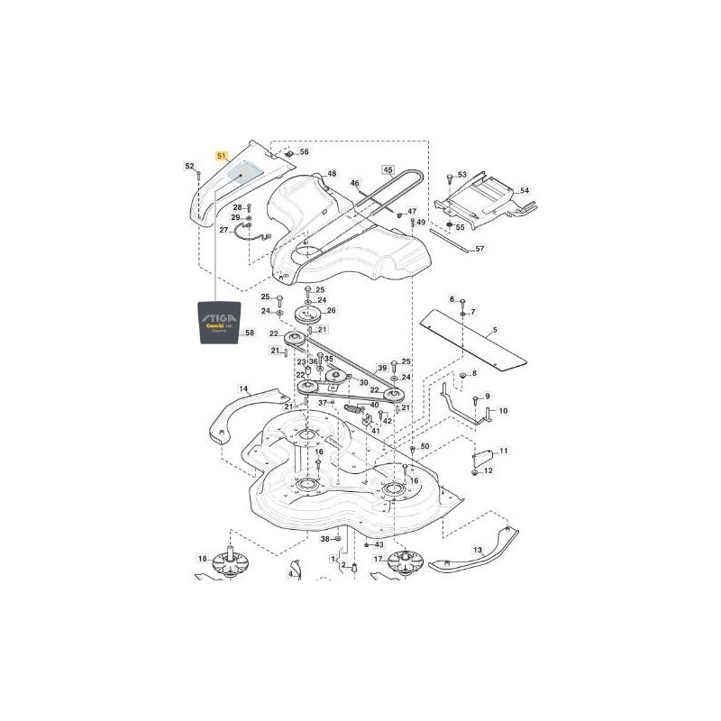 ORIGINAL STIGA YELLOW TRANSMISSION COVER PLATE 100 - 1137-0157-02