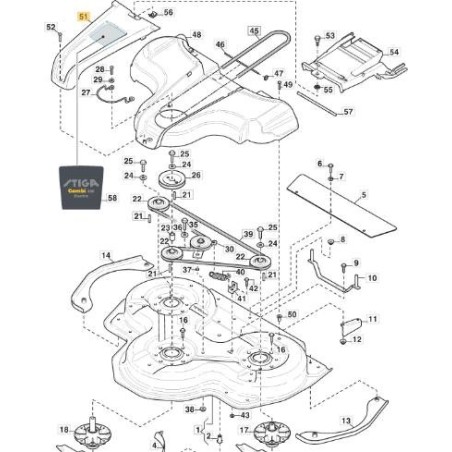 ORIGINAL STIGA YELLOW TRANSMISSION COVER PLATE 100 - 1137-0157-02 | Newgardenstore.eu