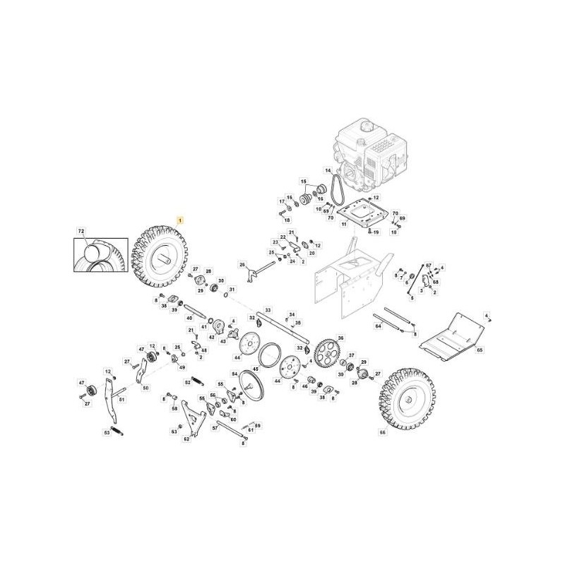 KOMPLETTES RAD RECHTS AS 56 P - SWS600/800 ORIGINAL STIGA - 118820580/0