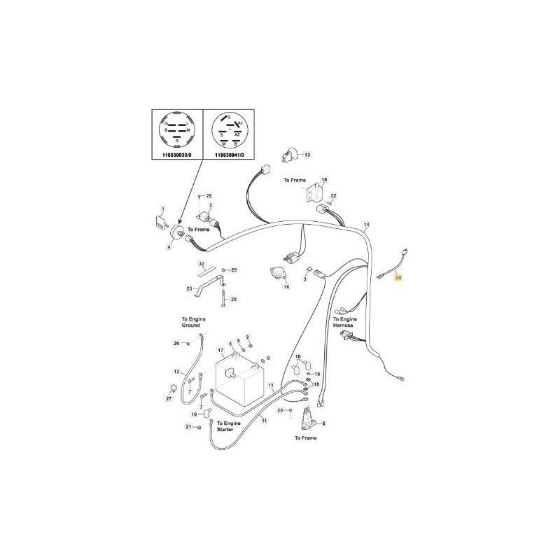 CÂBLE D'EMBRAYAGE ÉLECTROMAGNÉTIQUE ORIGINAL STIGA - 118830348/0