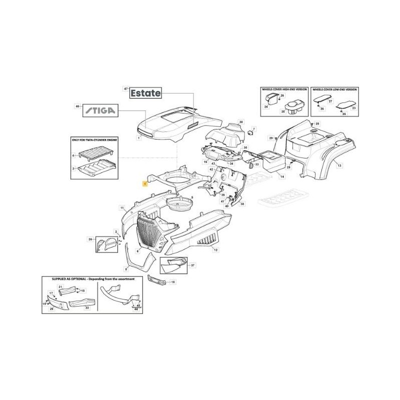 STIGA SDST PP YELLOW BONNET AIR CONVEYOR ORIGINAL STIGA - 325108117/0
