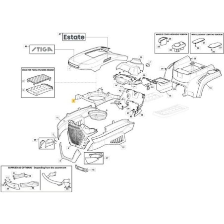 STIGA SDST PP YELLOW BONNET AIR CONVEYOR ORIGINAL STIGA - 325108117/0 | Newgardenstore.eu