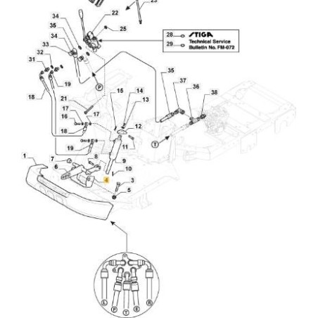 STAFFA FULCRO LEVA SOLLEVAMENTO PFM ZNB ORIGINALE STIGA - 337774007/0 | Newgardenstore.eu