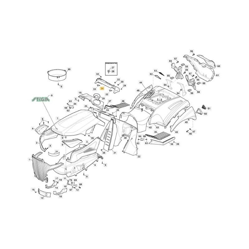KIT TABLERO TX HE GRIS NCS8000N S/C(FTI) ORIGINAL STIGA - 325120281/0