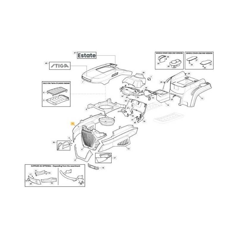 FIANCO DX COFANO SDST GRIGIO NCS8000N PP ORIGINALE STIGA - 325207306/0