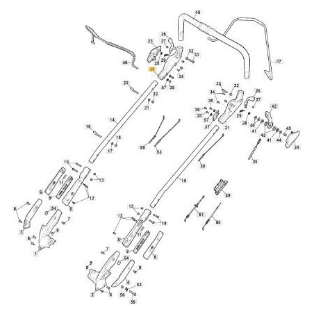 JOINT SUPÉRIEUR DROITE POIGNÉE SUPÉRIEURE ALUMINIUM MP2 VGA ORIGINAL STIGA - 381007580/0 | Newgardenstore.eu