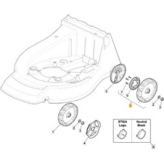 ROUE PL.+COR.-210 ROULEMENTS x MC504/PAN ORIGINAL STIGA - 381007802/0 | Newgardenstore.eu