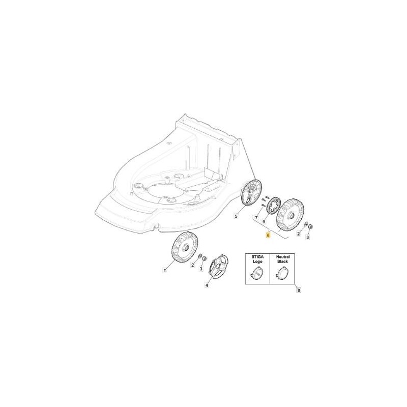 WHEEL PL.+COR.-210 BEARINGS x MC504/PAN ORIGINAL STIGA - 381007802/0