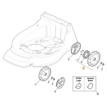 PL.RUEDA+COR.-210 RODAMIENTOS x MC504/PAN ORIGINAL STIGA - 381007802/0 | Newgardenstore.eu