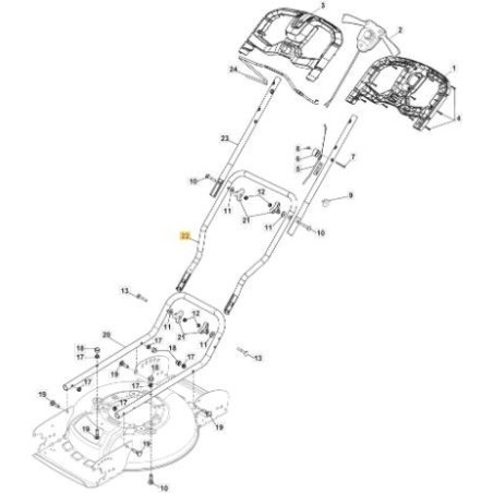 PARTE INTERNA DEL MANGO MCS47/50 AMARILLO STIGA ORIGINAL STIGA - 381007585/0 | Newgardenstore.eu