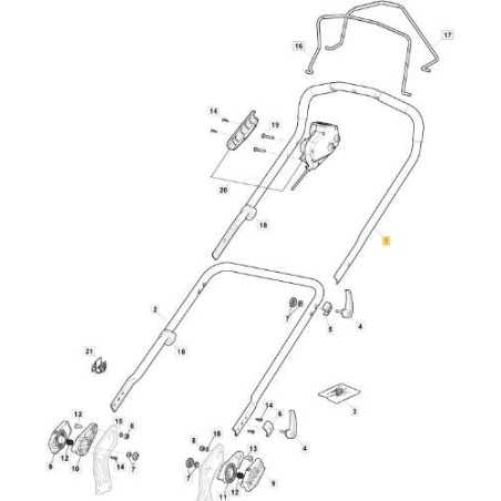 UPPER HANDLE ERGO BATT. CP1-MP1 YELLOW+IMP ORIGINAL STIGA - 381007680/0 | Newgardenstore.eu