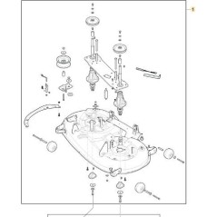 Ensemble plateau de coupe tracteur de pelouse ORIGINAL STIGA 108SD MTR à éjection latérale