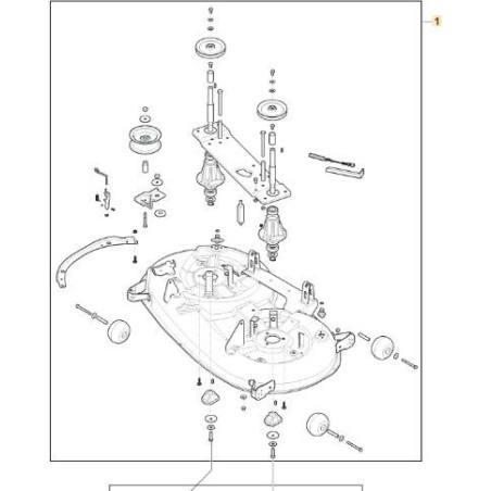 Ensemble plateau de coupe tracteur de pelouse ORIGINAL STIGA 108SD MTR à éjection latérale | Newgardenstore.eu