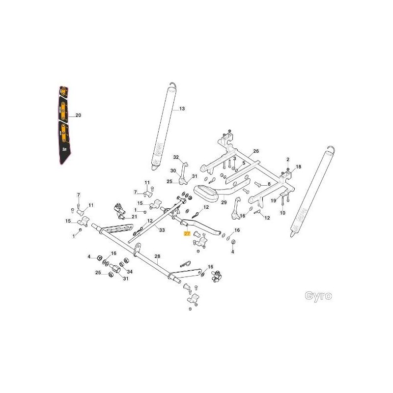 REAR PLATE LIFTING ROD 108 eZTR ORIGINAL STIGA - 387000329/0