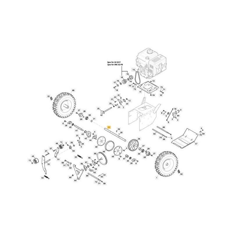 ARBRE DE TRANSMISSION - AS62P ORIGINAL STIGA - 118821349/0