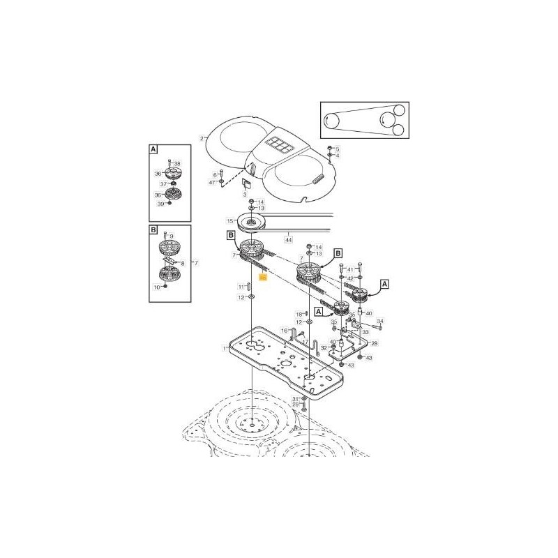 VILLA 107 M STIGA 9585-0096-01 ORIGINAL cuchilla de tractor de césped correa dentada