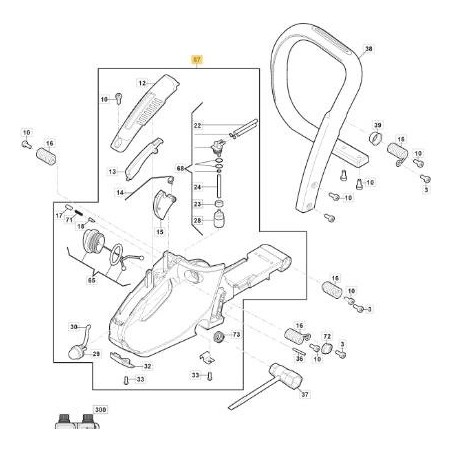 ORIGINAL STIGA WHITE HANDLE - 118804915/0 | Newgardenstore.eu