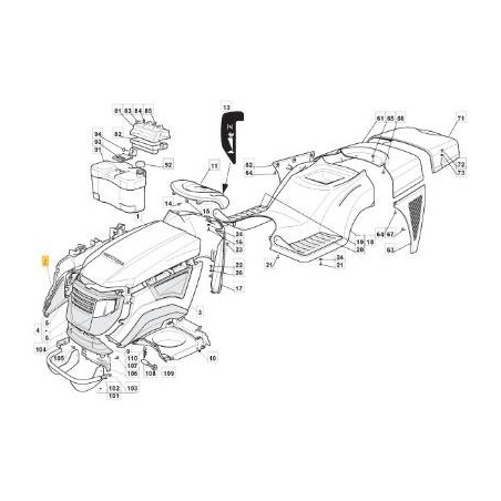 RIGHT BONNET SIDE SIDE JX-TCX ORIGINAL STIGA ATTACHMENT - 382394614/0 | Newgardenstore.eu