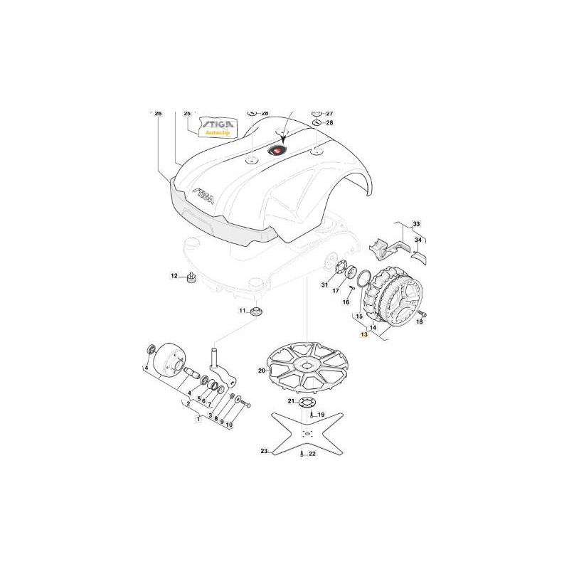 Pignon ORIGINAL STIGA 2 dents - 1126-9179-01