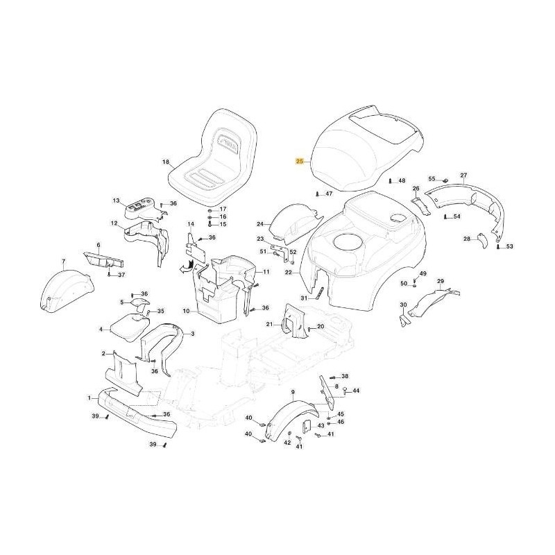 TAPA CAPOT SUPERIOR TRASERO PC/PCH AMARILLO STIGA ORIGINAL STIGA - 337110373/0