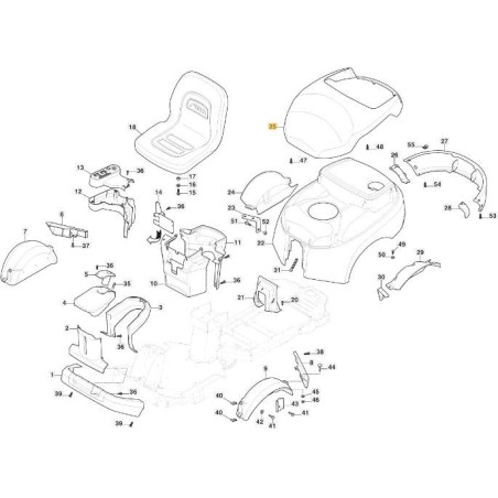 UPPER REAR BONNET COVER PC/PCH YELLOW STIGA ORIGINAL STIGA - 337110373/0 | Newgardenstore.eu