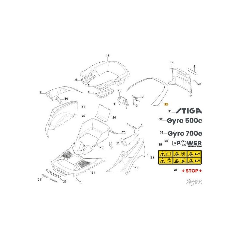 TAPA CENTRAL ORIGINAL STIGA eZTR - 337110401/0