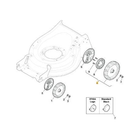 ROUE MP2 ALU+COURONNE D-240 ROULEMENTS ORIGINE STIGA - 381007800/0 | Newgardenstore.eu