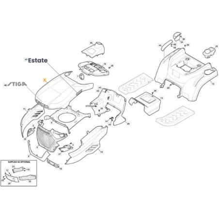 ST MP/SD BAT.BONNET YELLOW+BLACK PP ORIGINAL STIGA - 382076985/0 | Newgardenstore.eu