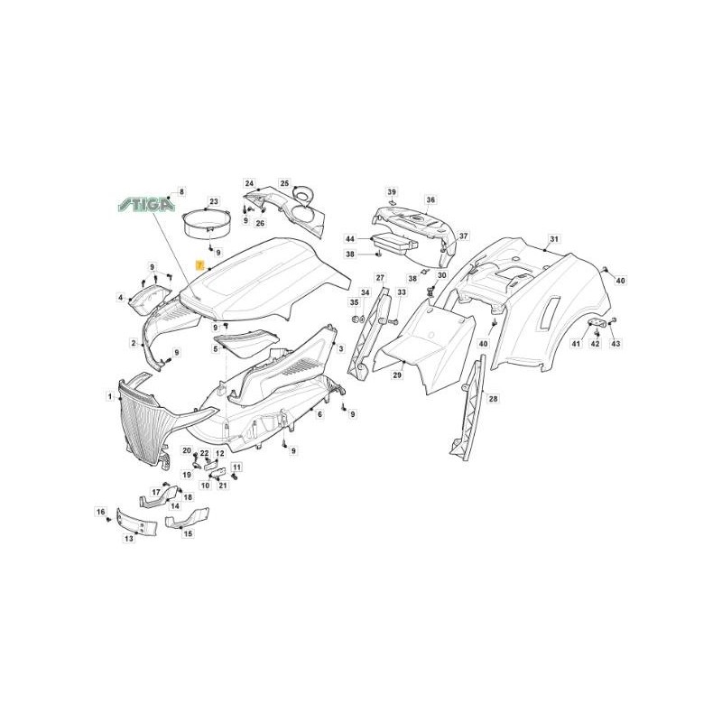 CAPOT SUPÉRIEUR TNS JAUNE STIGA ORIGINAL STIGA - 325076978/0