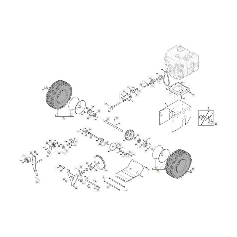 LEFT WHEEL SWEEPER 600-800 ORIGINAL STIGA - 118821114/0