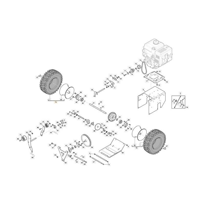 BALAYEUSE À ROUE DROITE 600-800 ORIGINE STIGA - 118821113/0