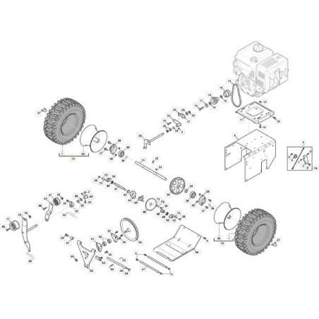 RUOTA DESTRA SPAZZATRICE 600-800 ORIGINALE STIGA - 118821113/0 | Newgardenstore.eu