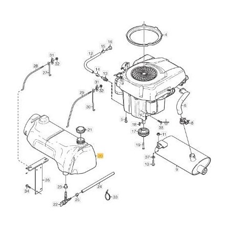 Réservoir de carburant d'origine pour tracteur de pelouse STIGA 1134-5644-01