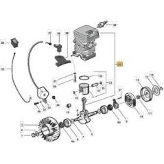 CYLINDER - PISTON D 39 ORIGINAL STIGA - 8541370/1