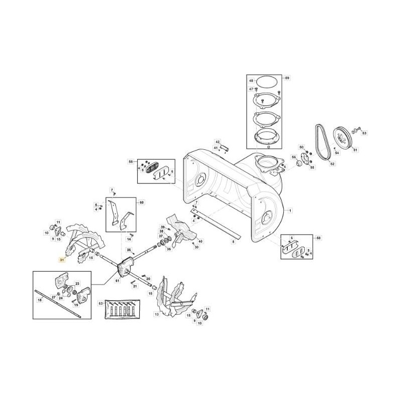 RIGHT AUGER - ST4262P / ST5262P ORIGINAL STIGA - 118820148/1