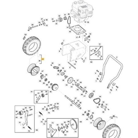 RUEDA COMPLETA DERECHA ORIGINAL STIGA - 118821097/0 | Newgardenstore.eu