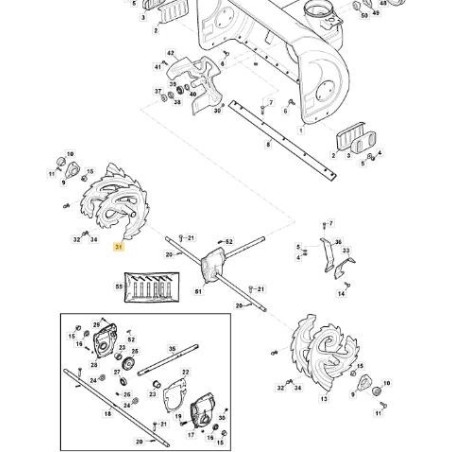 AUGER-RIGHT ORIGINAL STIGA - 1811-2984-01 | Newgardenstore.eu
