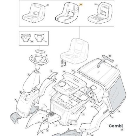 Smart Low Back Seat for STIGA 66Q 827M Ride-On Mower 125722487/0 | Newgardenstore.eu