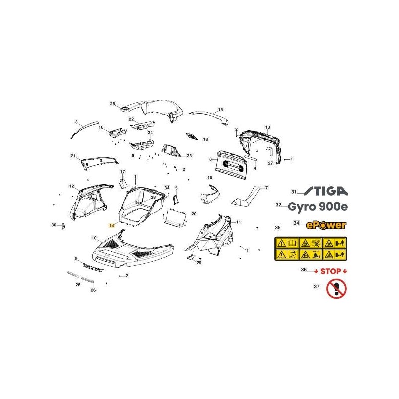 UNTERER SITZABDECKUNG GYRO 900 ORIGINAL STIGA - 337110411/0