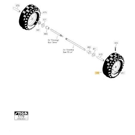 RUOTA DX (1074 P) ORIGINALE STIGA - 1812-1951-01 | Newgardenstore.eu