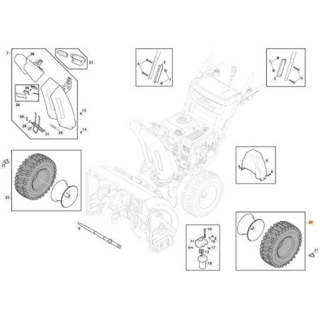 ROUE COMPLÈTE GAUCHE 16x6.50-8 ORIGINE STIGA - 118821236/0 | Newgardenstore.eu