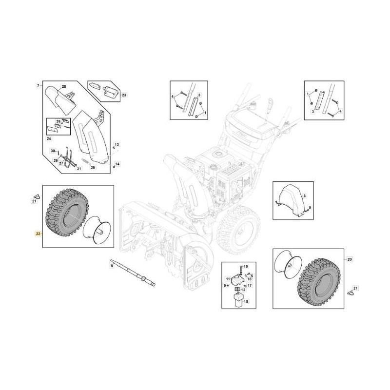 RUEDA COMPLETA DERECHA 16x6.50-8 ORIGINAL STIGA - 118821235/0