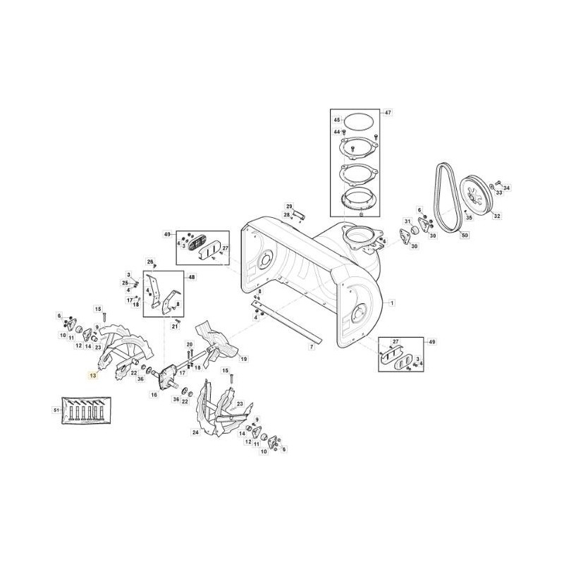 COCLEA DESTRA - ST 6272 P TRAC ORIGINALE STIGA - 118821179/1
