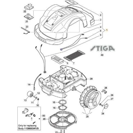 AUTOCLIP SHELL ASSEMBLY 328S ORIGINAL STIGA - 112600207/0 | Newgardenstore.eu
