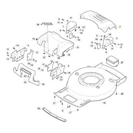 REAR CARBON COVER MODEL1 ORIGINAL PAINT STIGA - 381390128/0 | Newgardenstore.eu