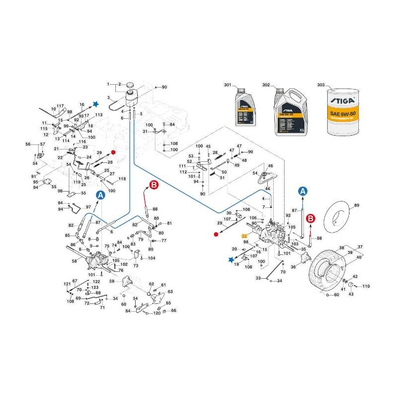 TRASMISSIONE POSTERIORE K574T-4porte AFA-LOGIC ORIGINALE STIGA - 118401000/0