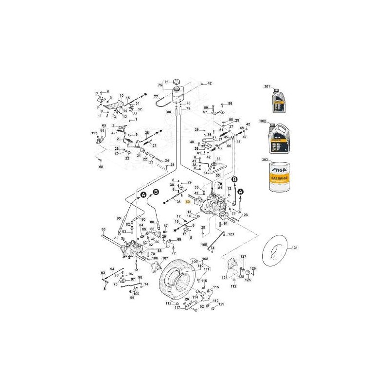 TRASMISSIONE POSTERIORE K574F-4porte ORIGINALE STIGA - 1137-0125-01