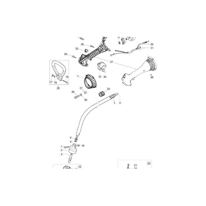 Arbre d'entraînement d'origine pour débroussailleuse OLEOMAC SPARTA25TR 61150020AR